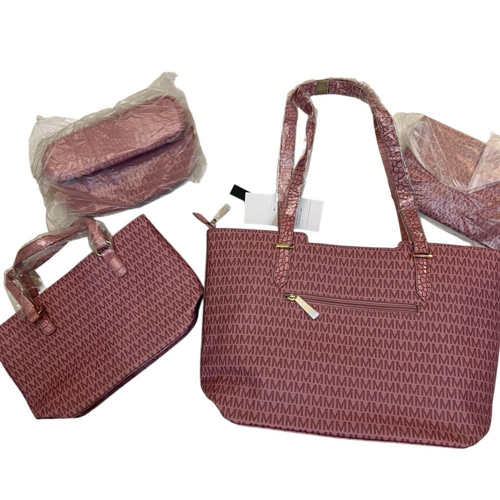 MKF Collection Pink Tote Bag Set of 4 Bags